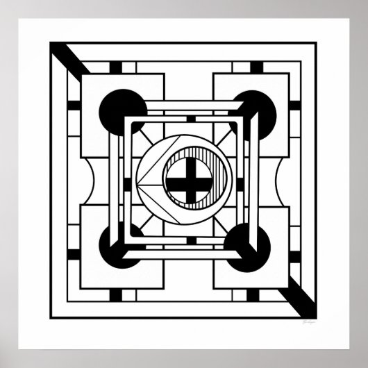 Monochroom geometrisch minimalistisch Abstract geo Poster (Voorkant)