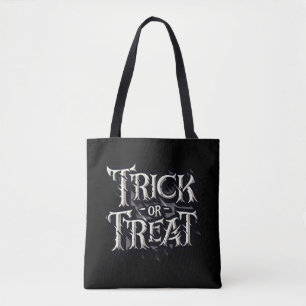 Monochroom Gotische Puntige TRICK OR TREAT Hallowe Draagtas