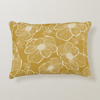 Monochroom Gouden Bloemen: Abstract Naadloos Accent Kussen