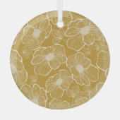 Monochroom Gouden Bloemen: Abstract Naadloos Glas Ornament (Voorkant)