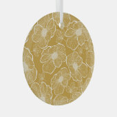 Monochroom Gouden Bloemen: Abstract Naadloos Glas Ornament (Voorkant Rechts)