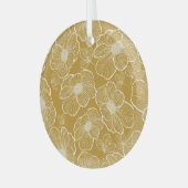 Monochroom Gouden Bloemen: Abstract Naadloos Glas Ornament (Voorkant links)
