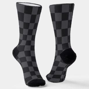 Monochroom grijs zwart Kroatisch geruit patroon Sokken