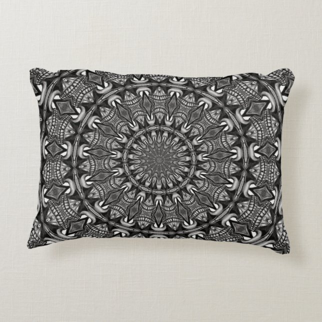 Monochroom Mandala Accent Kussen (Achterkant)