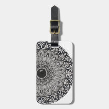 Monochroom mandala ontwerp bagage label