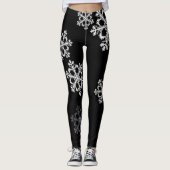 Monochroom Minimalistisch Sneeuwvlies Kerstpatroon Leggings (Voorkant)