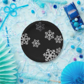 Monochroom minimalistisch sneeuwvlies Kerstpatroon Papieren Bordje (Feest)