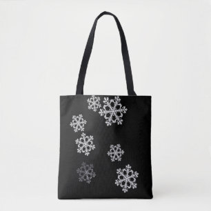 Monochroom minimalistisch sneeuwvlok kerstpatroon draagtas