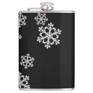 Monochroom minimalistisch sneeuwvlok kerstpatroon heupfles