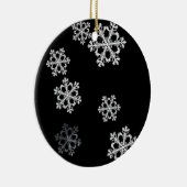 Monochroom minimalistisch sneeuwvlok kerstpatroon keramisch ornament (Rechts)