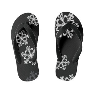 Monochroom minimalistisch sneeuwvlok kerstpatroon kinder teenslippers