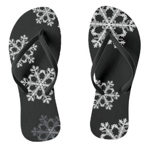 Monochroom minimalistisch sneeuwvlok kerstpatroon teenslippers