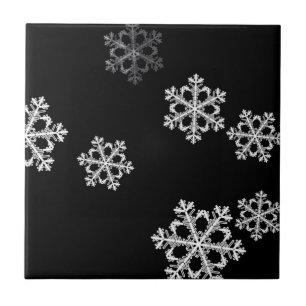Monochroom minimalistisch sneeuwvlok kerstpatroon tegeltje