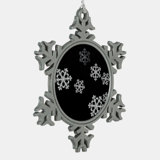 Monochroom minimalistisch sneeuwvlok kerstpatroon tin sneeuwvlok ornament (Links)