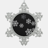 Monochroom minimalistisch sneeuwvlok kerstpatroon tin sneeuwvlok ornament (Voorkant)