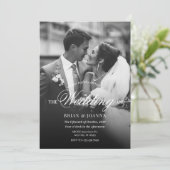 Monochroom modern minimalistisch script foto bruil kaart (Staand voorkant)
