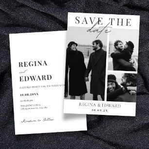 Monochroom moderne minimalistische fototrouw  save the date