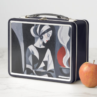 Monochroom mystiek vrouwenportret RVS lunchbox
