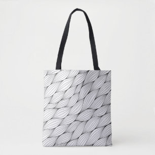 Monochroom naadloos patroon met abstract gebogen w draagtas