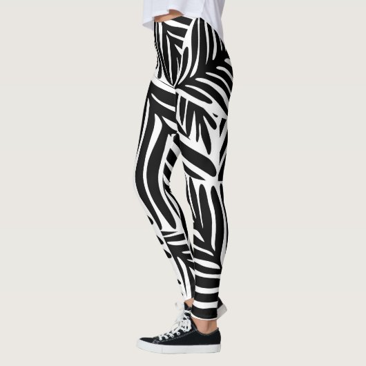 Monochroom Oerwoud geometrisch naadloos patroon Leggings (Links)