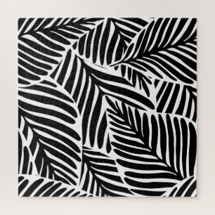 Monochroom Oerwoud geometrisch naadloos patroon Legpuzzel