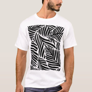 Monochroom Oerwoud geometrisch naadloos patroon T-shirt