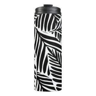 Monochroom Oerwoud geometrisch naadloos patroon Thermosbeker