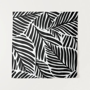 Monochroom Oerwoud geometrisch naadloos patroon Wandkleed