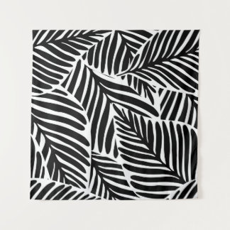 Monochroom Oerwoud geometrisch naadloos patroon Wandkleed