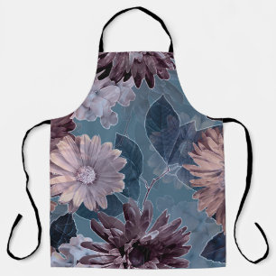 Monochroom Paarse: Bloemen Waterverf Naadloos Schort