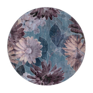 Monochroom Paarse: Bloemen Waterverf Naadloos Snijplank