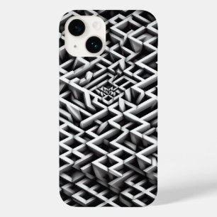 Monochroom Paradox Doolhof Hoestelcase - 3D zwart Case-Mate iPhone 14 Hoesje