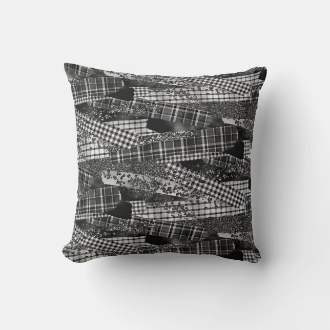 Monochroom Patchwork Accent Kussen (Voorkant)