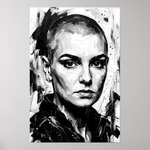 Monochroom Poster met Fierce Spirit Portret