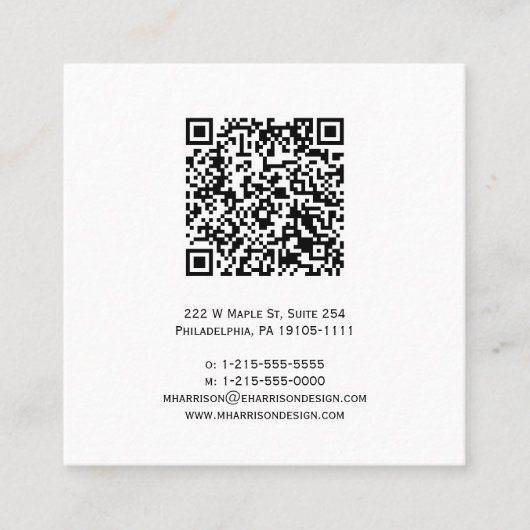 Monochroom QR Code Fotografie Visitekaartje (Voorkant)