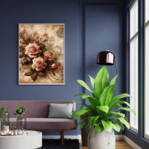 Monochroom Roos Elegant zwart-wit flore art