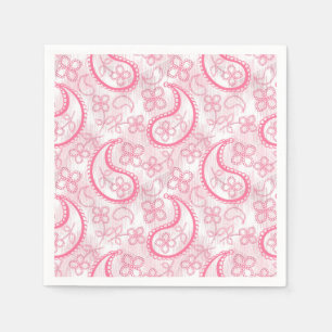 Monochroom roze en wit paisley patroon. servet