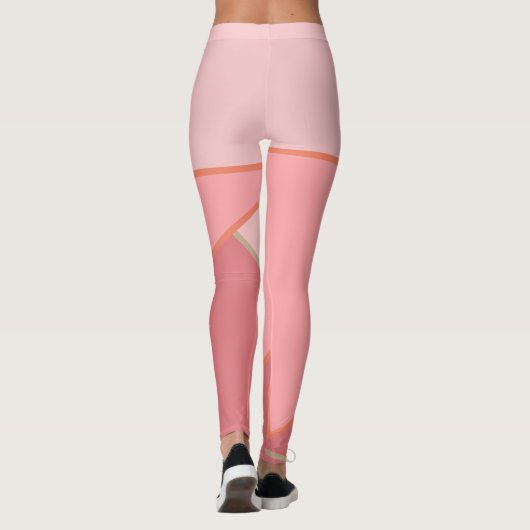 Monochroom roze kleurblokpatroon met verloop leggings (Achterkant)