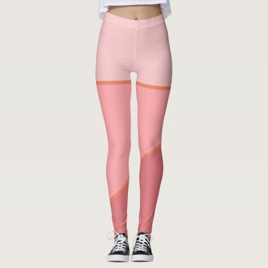 Monochroom roze kleurblokpatroon met verloop leggings (Voorkant)