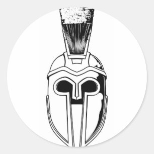 Monochroom Spartaanse helm illustratie Ronde Sticker