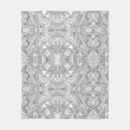 monochroom Symmetrisch Doodle Mandala Zwart & Wit Fleece Deken