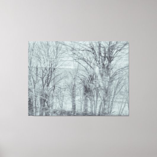 Monochroom vervaagd winterbos canvas afdruk (Voorkant)