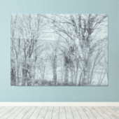 Monochroom vervaagd winterbos canvas afdruk (Insitu (Houten vloer))