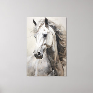 Monochroom wit paard   Het grote Schilderen van de Canvas Afdruk