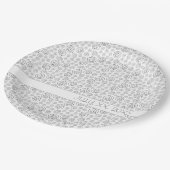 Monochroom zwart geometrisch wervelend patroon papieren bordje (Gekanteld)