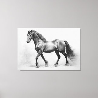 Monochroom Zwart Wit Paarden | Grote kunst aan de  Canvas Afdruk
