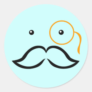 Monocle en Mustache Ronde Sticker