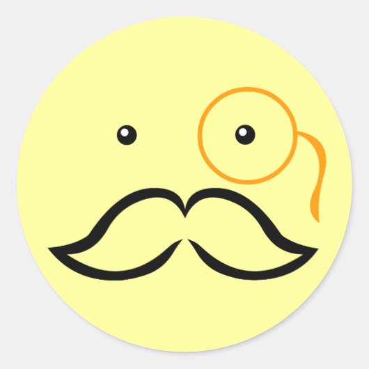 Monocle en Mustache Ronde Sticker (Voorkant)