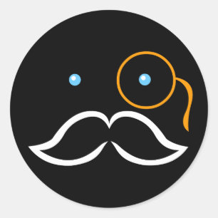 Monocle en Mustache Ronde Sticker