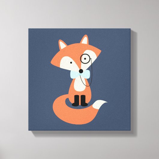 Monocle Hipster Red Fox Canvas Afdruk (Voorkant)